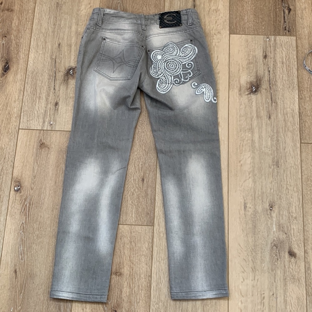 Just Cavalli grey jeans with embroidery on back pocket